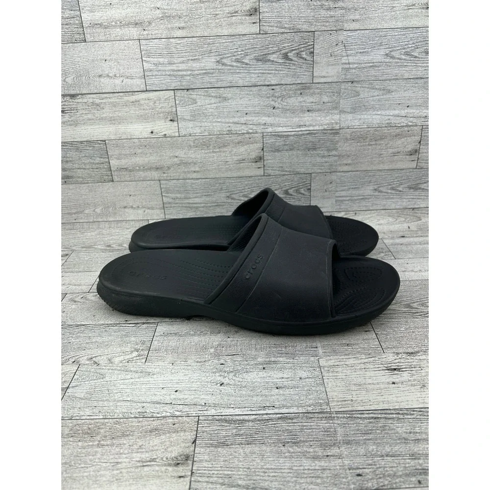 Crocs Mellow Recovery Slides Mens Size 11 Black Slip‎ On Comfort Sandals 208392